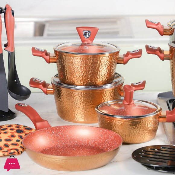 BAROLY Copper Effect Granite Cookware Set -23-piece