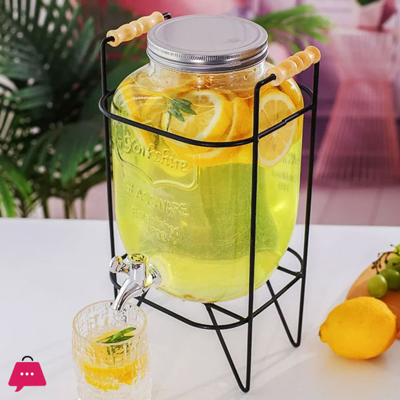 Beverage Bucket with Fauct Glass Juice Dispenser Beverage Dispenser - 8Liter