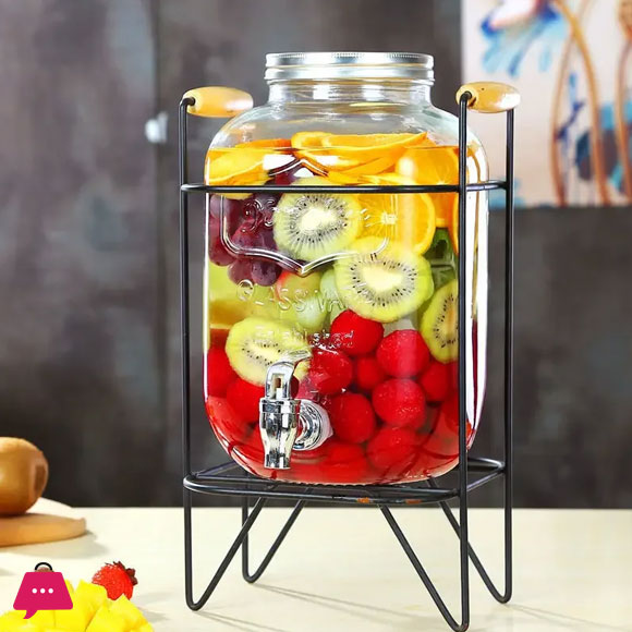 Beverage Bucket with Fauct Glass Juice Dispenser Beverage Dispenser - 8Liter