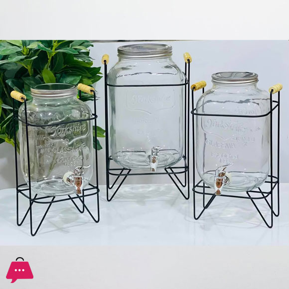 Beverage Bucket with Fauct Glass Juice Dispenser Beverage Dispenser - 8Liter