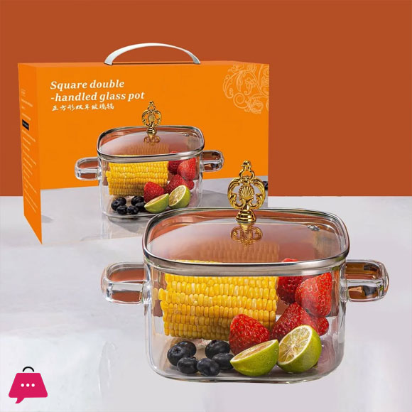 Borosilicate Glass Cooking Pot with Lid 2.2 Litre