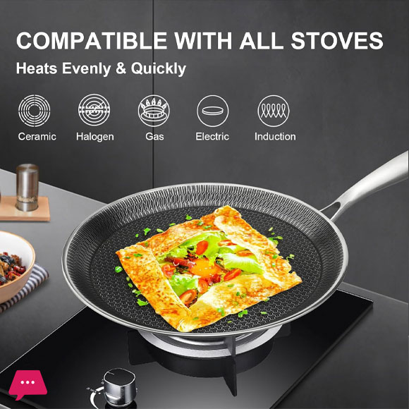 HYBRID Stainless Steel Honeycomb Fry Pan Non-Stick