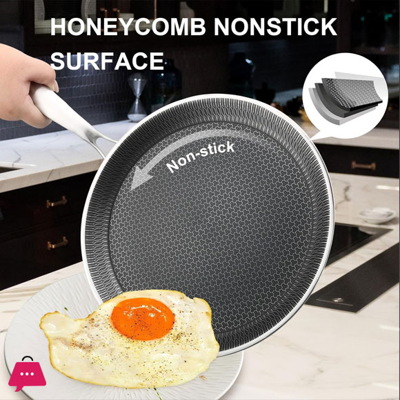 HYBRID Stainless Steel Honeycomb Fry Pan Non-Stick
