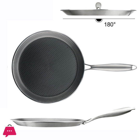 HYBRID Stainless Steel Honeycomb Fry Pan Non-Stick