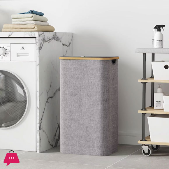 Laundry Basket with Bamboo Frame Multi Purpose Laundry Storage Baskets for Home - 60Liter