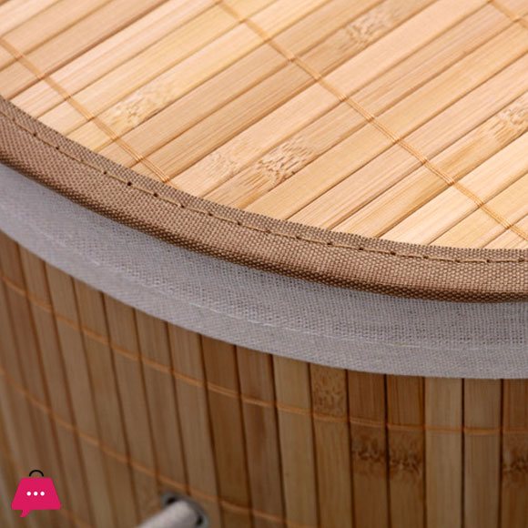 Round Helix Folding Bamboo Laundry Hamper