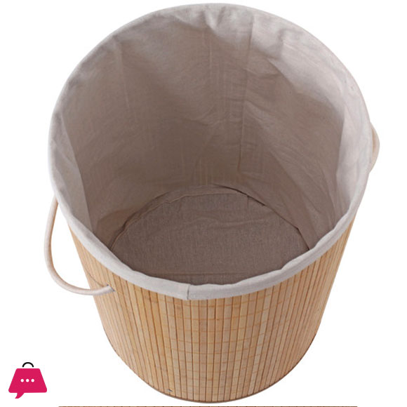 Round Helix Folding Bamboo Laundry Hamper