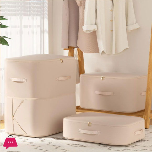 Self-Compressing Storage Bag Portable Organizer for Clothes Blankets