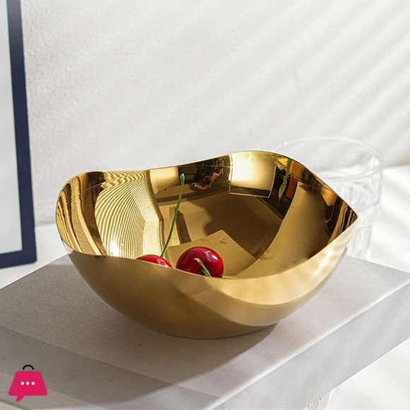 Stainless Steels Golden Fruit Bowl Salad Bowl Countertops Serving Bowl - 20CM