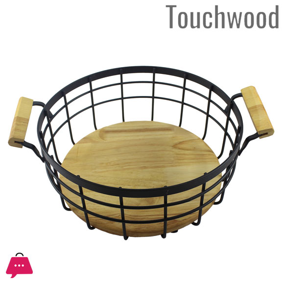 Touch Wood Metal Fruit Basket Round