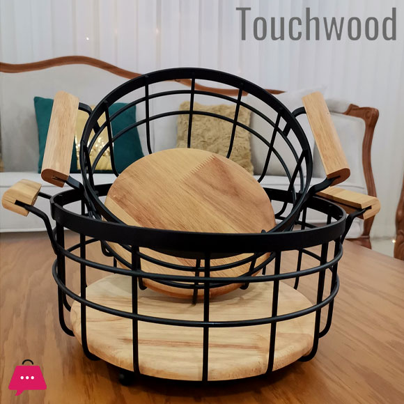 Touch Wood Metal Fruit Basket Round