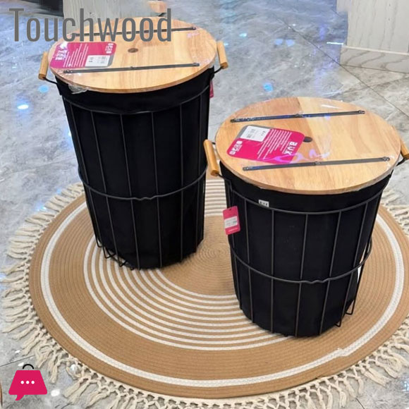 Touch Wood Modern Laundry Basket with Wooden Lid