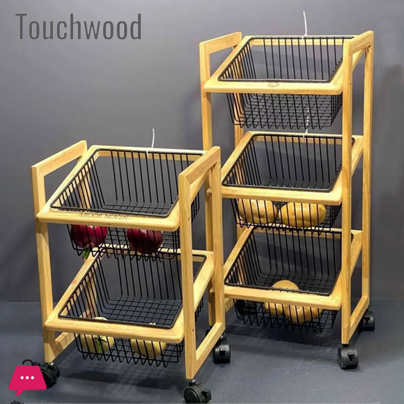 Touch Wood Modern Potato Onion Basket 2-Steps & 3 Steps