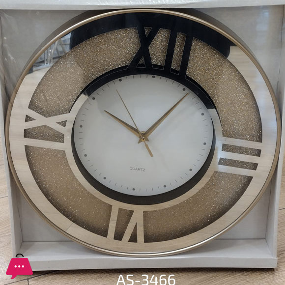 Wall Clock Round Mirrored Glitter Design 20 inch