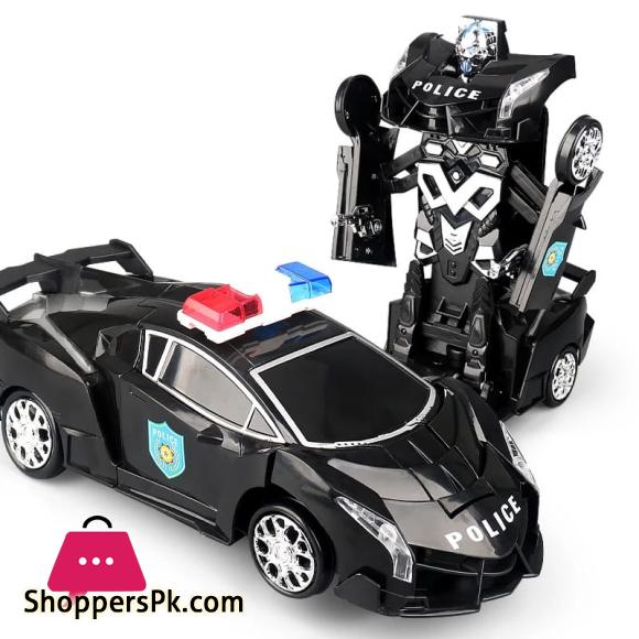 2in1 Transformation Transformer Police Robot Collision Car Toys With Music & Lights