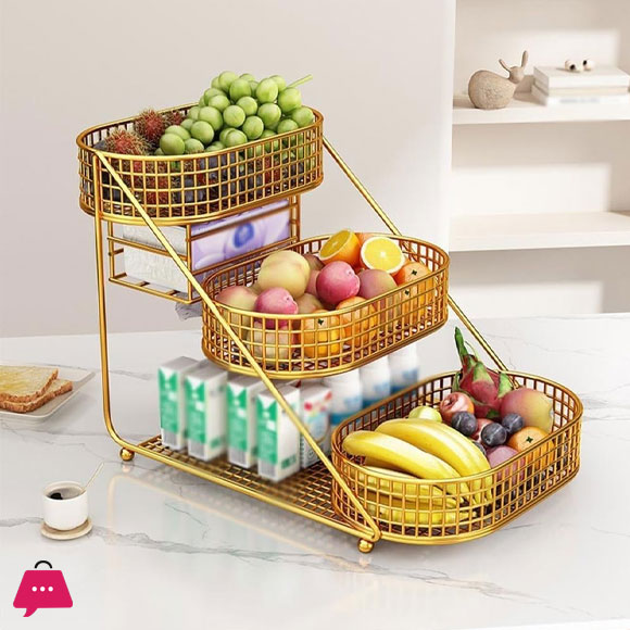 3-Tier Fruit Basket, Kitchen Countertop Fruit Bowl, Decorative Fruit Bowls Stand