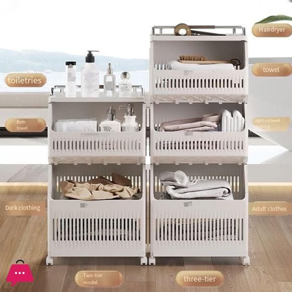 3-Tier Laundry Baskets Laundry Hamper Basket with Wheels