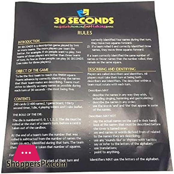 30 SECONDS Board Game Birthday Gift and Family Game