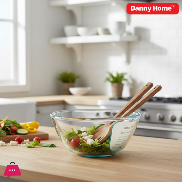 Danny Home Borosilicate Microwaveable Glass Salad Bowl Mixing Bowl - 1600ml