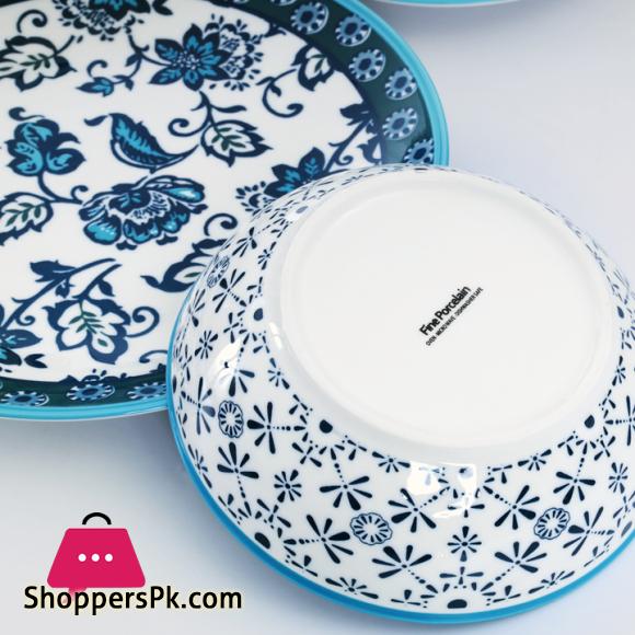 Danny Home Vintage Floral Teal Design Dinner Set 24pcs