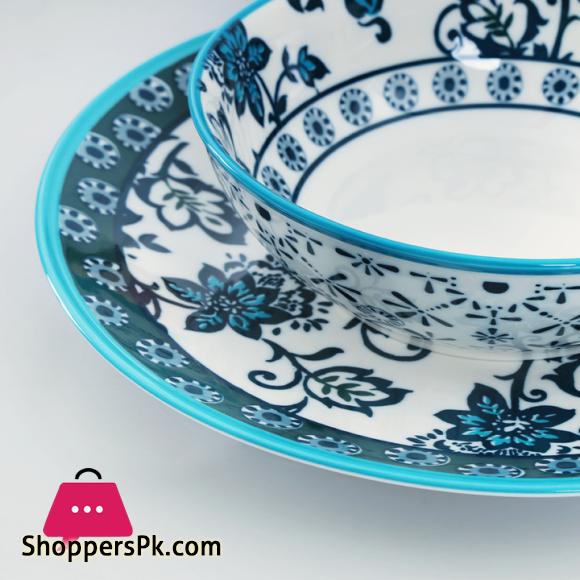 Danny Home Vintage Floral Teal Design Dinner Set 24pcs