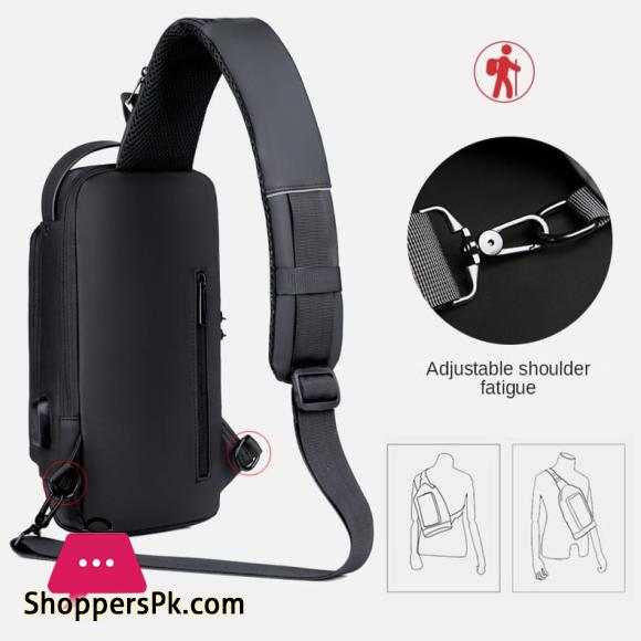 Mens Sling Crossbody Bag Chest Shoulder Messenger Backpack USB Port
