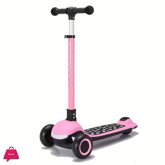 A One-Button Collapsible Scooter with Adjustable Height, Soft Handlebars with Lights