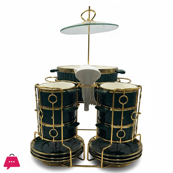 Ceramic Soup Set With Stand 22 Piece