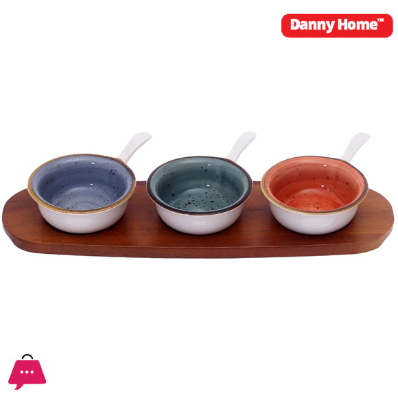Danny Home Acacia Wood Board With Dessert Bowls 4pcs
