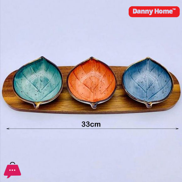 Danny Home Acacia Wood Board With Sauce Bowls