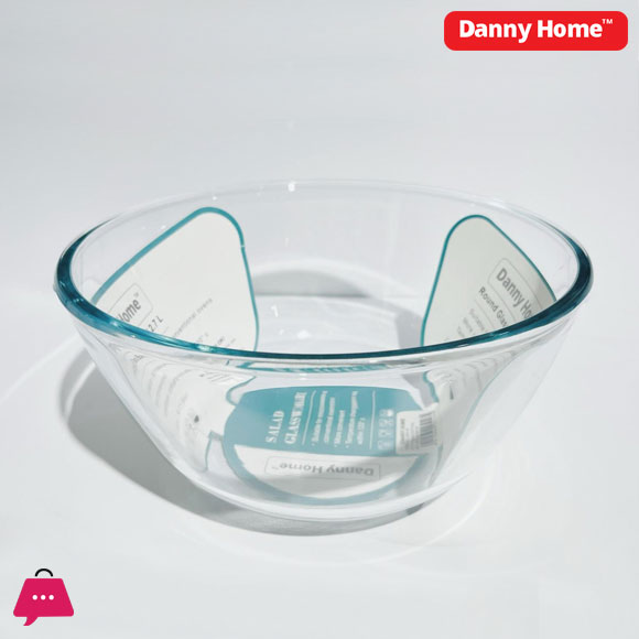 Danny Home Borosilicate Microwaveable Glass Salad Bowl Mixing Bowl - 1600ml