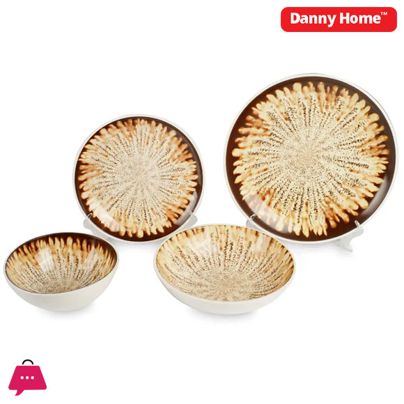 Danny Home Brown and yellow Printed Dinner Set 24pcs