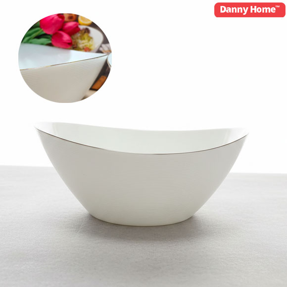 Danny Home Ceramic Gold Line Salad Bowl 3Pcs - 10 Inch
