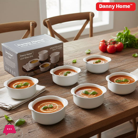 Danny Home Ceramic Soup Bowl Set of 6 Pcs - 5 inch