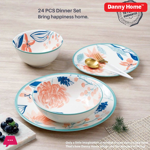 Danny Home Floral Porcelain Dinner Set 24 pieces