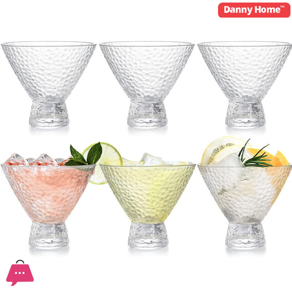 Danny Home Footed Glass Dessert Bowls 180ml - 6Pcs