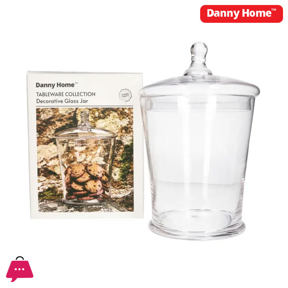 Danny Home Glass Cookie Jar with Lid 18cm