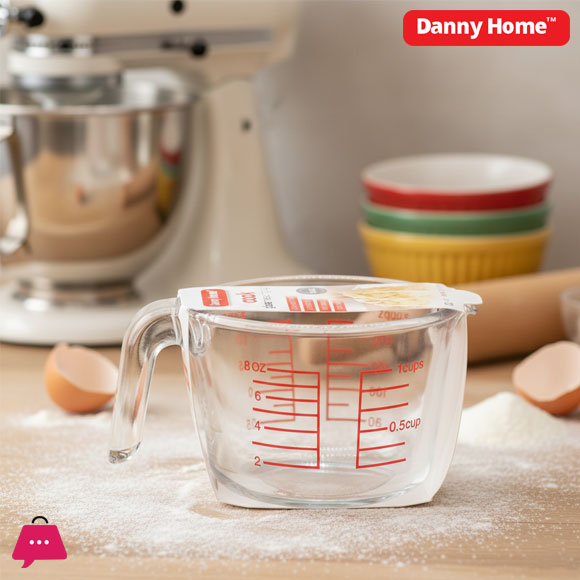 Danny Home Glass Measuring Jug With Red Lettering 1000ML - 4Cup