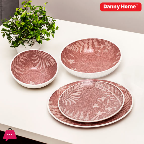 Danny Home Leaf Silhouette Printed Dinner Set 24pcs