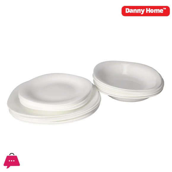 Danny Home White Opal Dinner Set Square 18Pcs