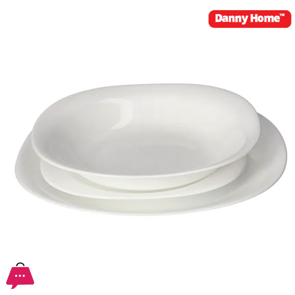 Danny Home White Opal Dinner Set Square 18Pcs