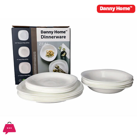 Danny Home White Opal Dinner Set Square 18Pcs