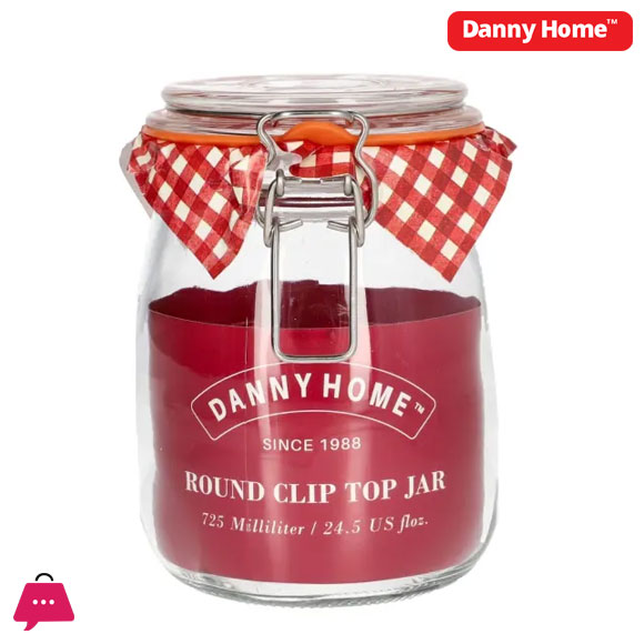 Danny Home Glass Preserving Jars Clip Top Round Pickles & Jam - 725ml