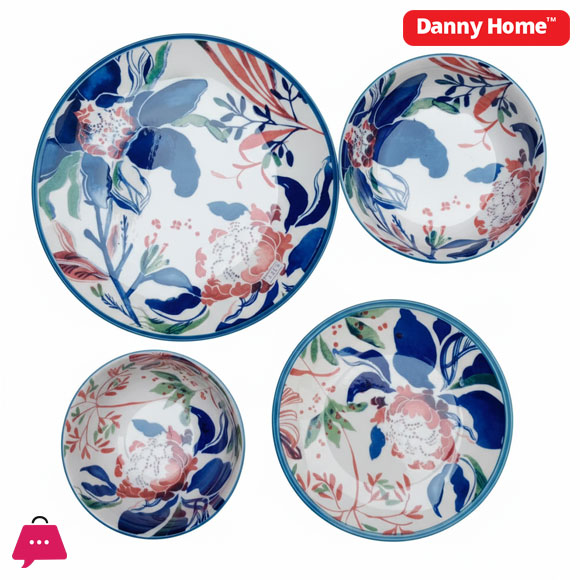 Danny Home White Floral Ceramic Dinner Set 24PCS