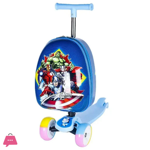 Disney Cartoon Scooty Bag - Children Scooter Suitcase Folding Kids Luggage Bag with Scooter