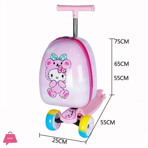 Disney Cartoon Scooty Bag - Children Scooter Suitcase Folding Kids Luggage Bag with Scooter