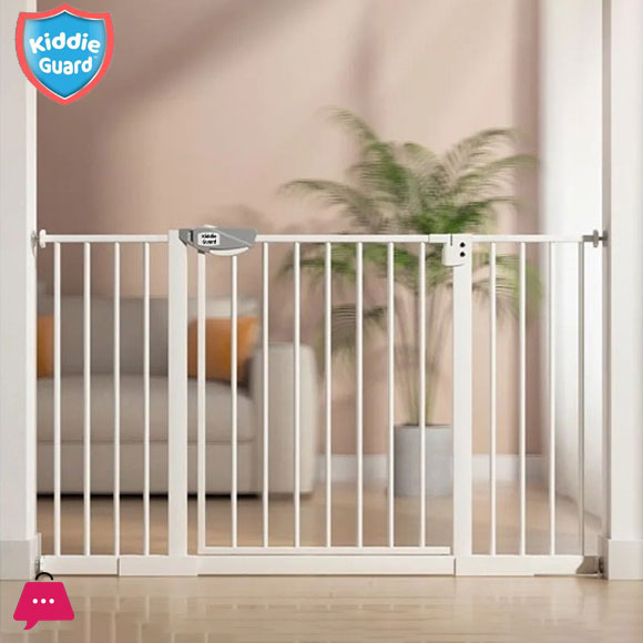 Kiddie Guard 3 Lock Baby Safety Gate 75CM - 84CM with Auto Lock for Babies Childrens & Kids