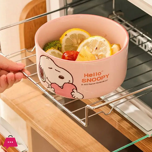 Snoopy Bowl Three Piece Set Crisper Box Child Cartoon Snoopy Ceramics Fresh Bowl with Lid Suit Girl Tableware Lunch Box Gift Box