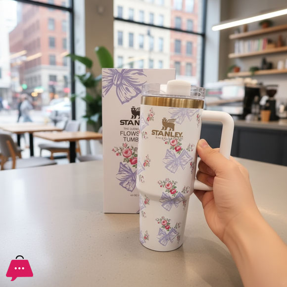 Flowstate Floral Tumbler with Straw Stopper 40Oz