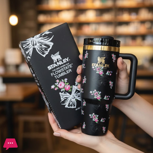 Flowstate Floral Tumbler with Straw Stopper 40Oz